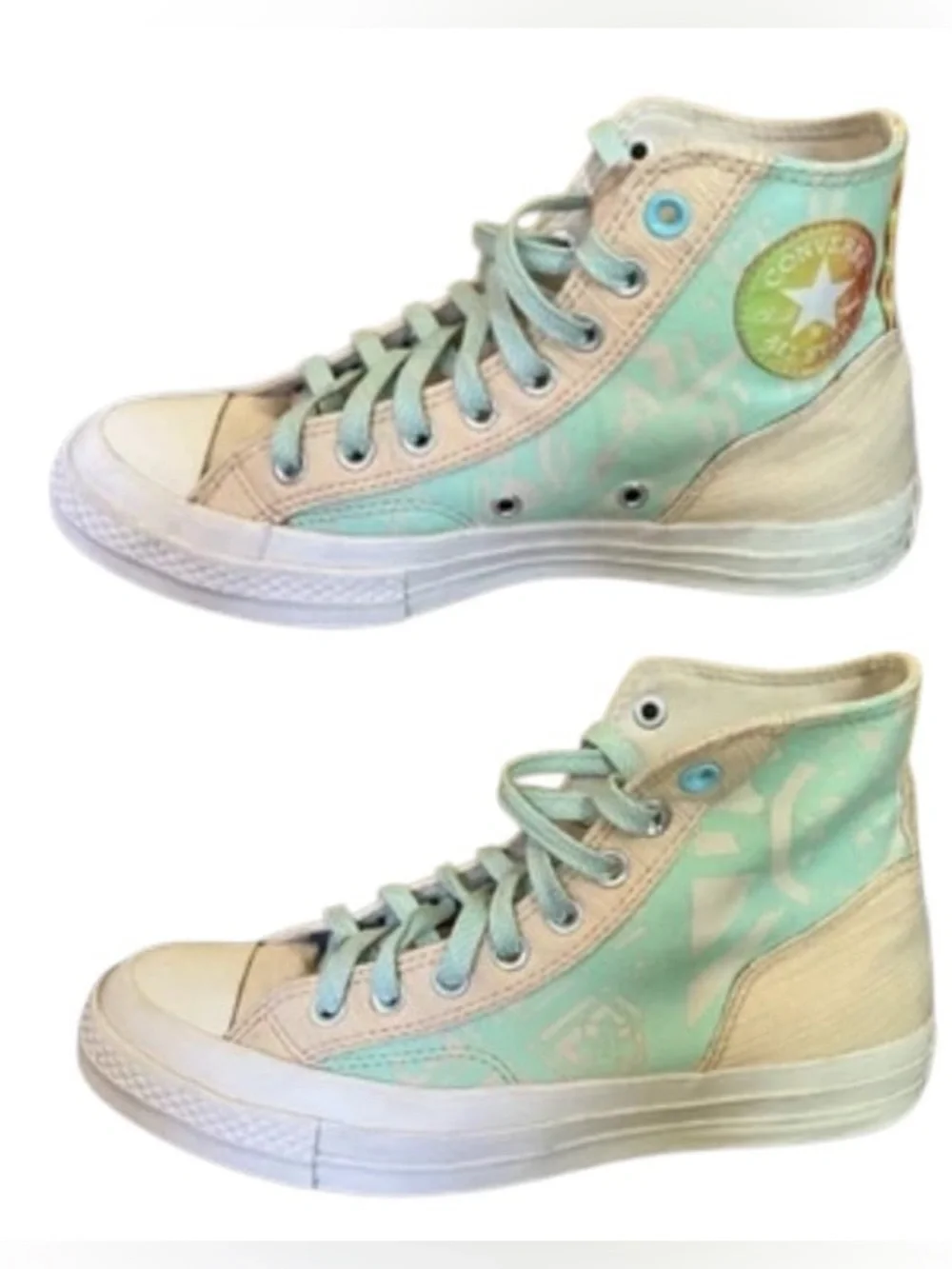 Chuck Taylor Converse Shoes Mi Gente A03690C Men 7 Women 9 Tan & Teal Latino - Picture 2 of 8